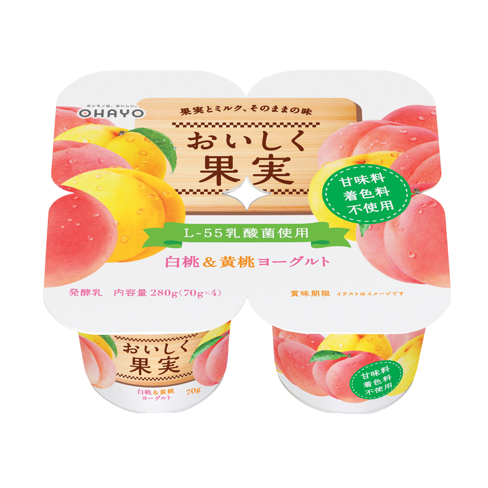 おいしく果実白桃 黄桃ヨーグルト ヨーグルト オハヨー乳業株式会社